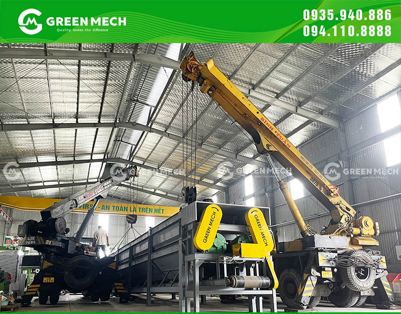 Quá trình vận chuyển máy bóc vỏ cây 2 trục đến Bình Phước