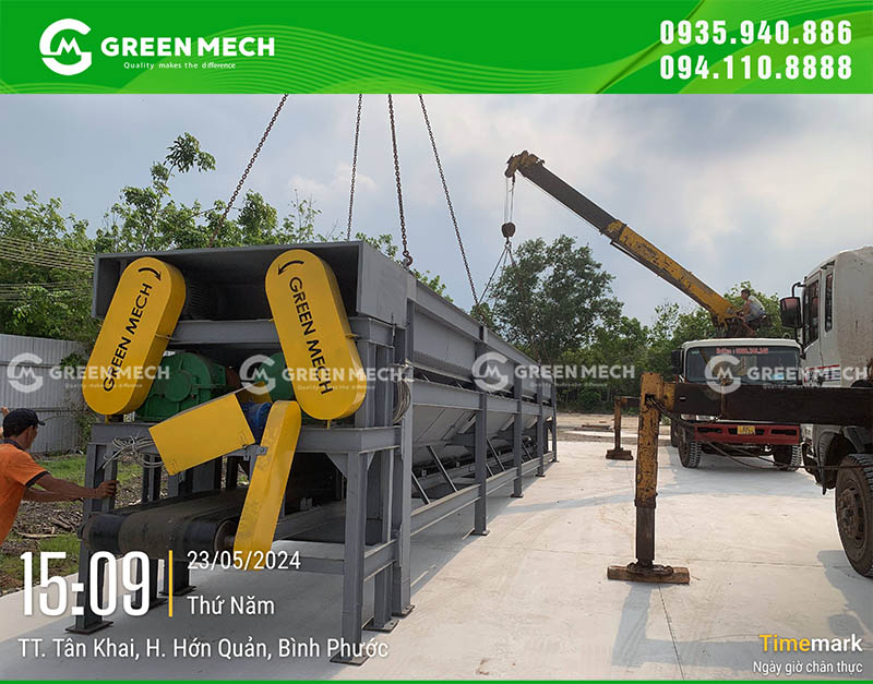 GREEN MECH đã chuyển giao máy bóc vỏ cây 2 trục đến Bình Phước
