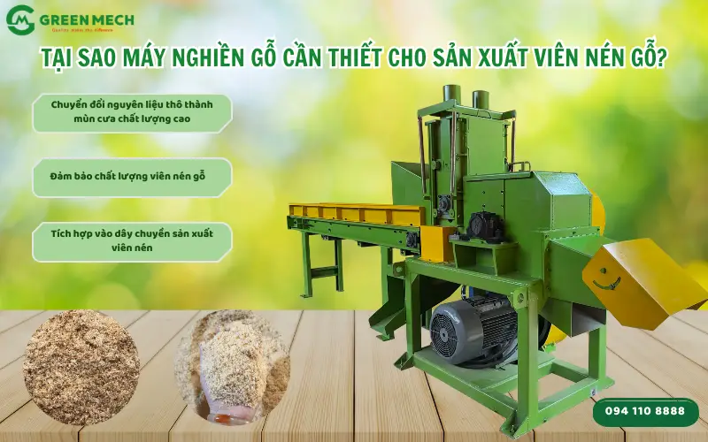Máy nghiền gỗ cần thiết cho sản xuất viên nén gỗ